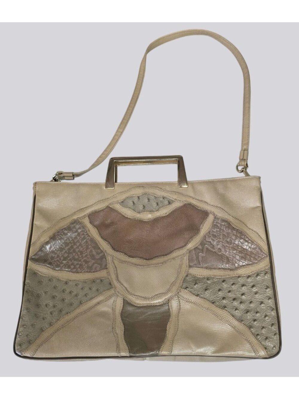 Vintage 60s Original by Caprice Patchwork Vinyl Frame Handbag Purse USA Made